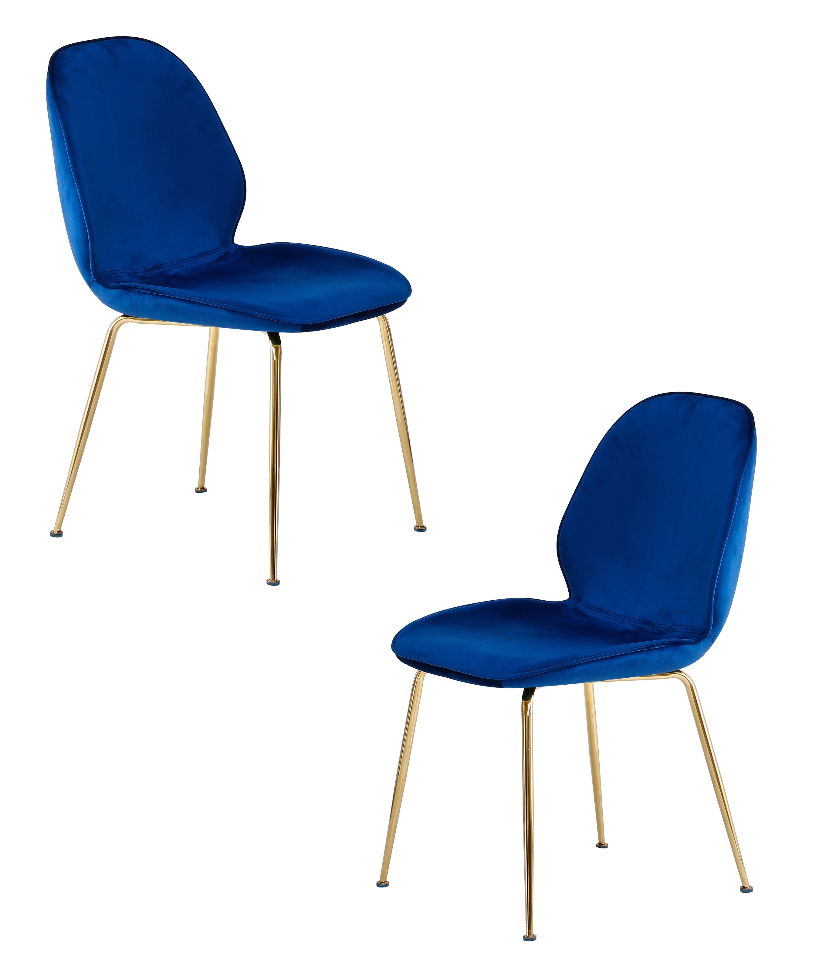 Best Master Furniture Tara Blue Velvet and Gold Dining Chair, Set of 2