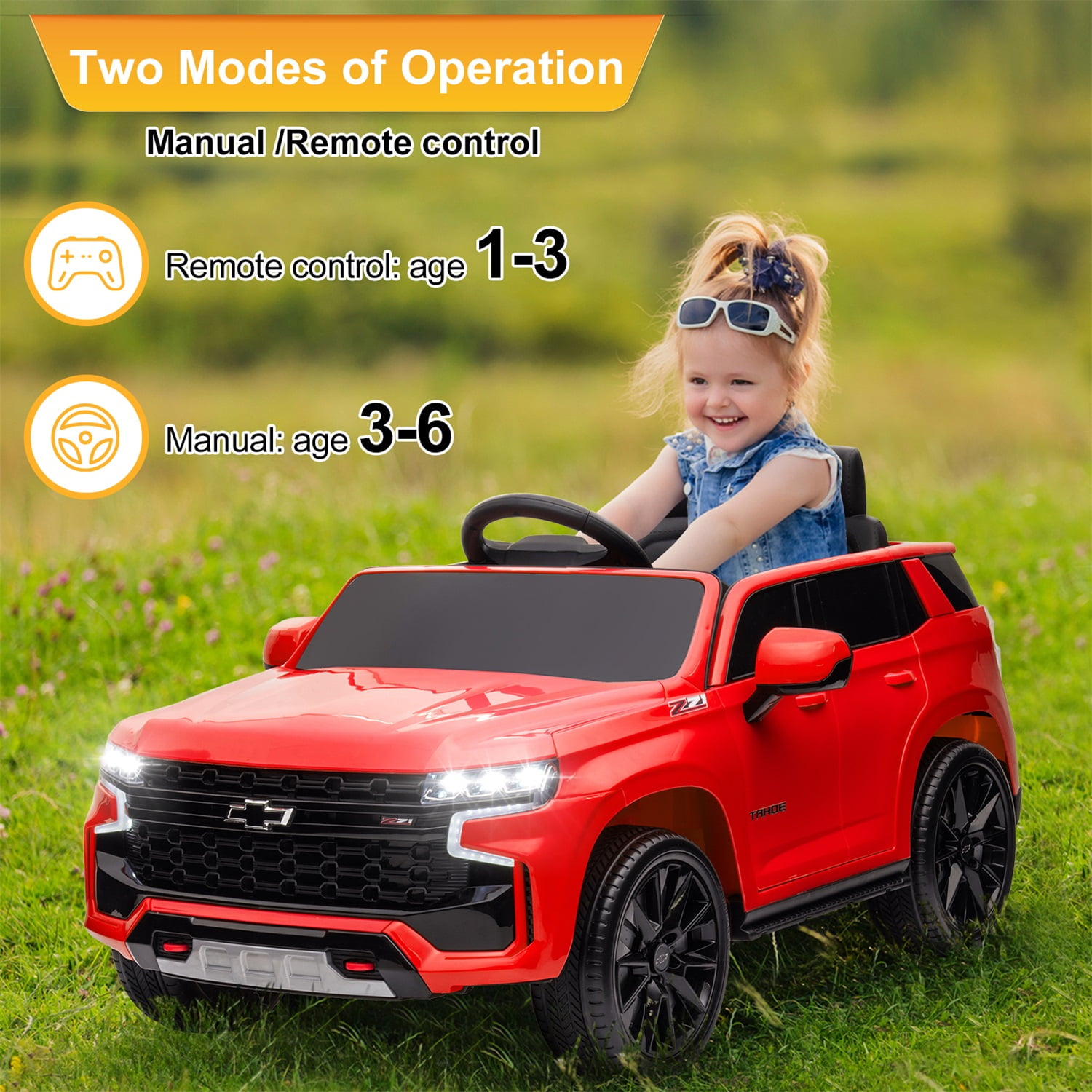 CIPACHO Licensed Chevrolet 12V Ride On, Electric Kids Car Toys with 2.4G Remote Control Dual Drive SUV, Red CIPACHO Licensed Chevrolet 12V Ride On, Electric Kids Car Toys with 2.4G Remote Control Dual Drive SUV, Red