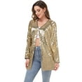 thumbnail image 4 of Manteau à Paillettes Ouvert pour Femmes Blazer Las Vegas Fête Club Veste Cocktail, 4 of 5