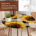 thumbnail image 3 of Yellow Sunflower Round Tablecloth 45-54 Inch Round Fitted Table Cloth with Elastic Edge, White Black Checkered Retro Art Waterproof Table Cover Protector for Outdoor Picnic Party Dining, 3 of 6