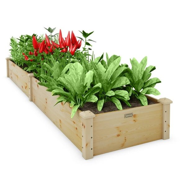 Costway Wooden Raised Garden Bed Outdoor Wood Planter Box for Vegetables Flowers Fruit