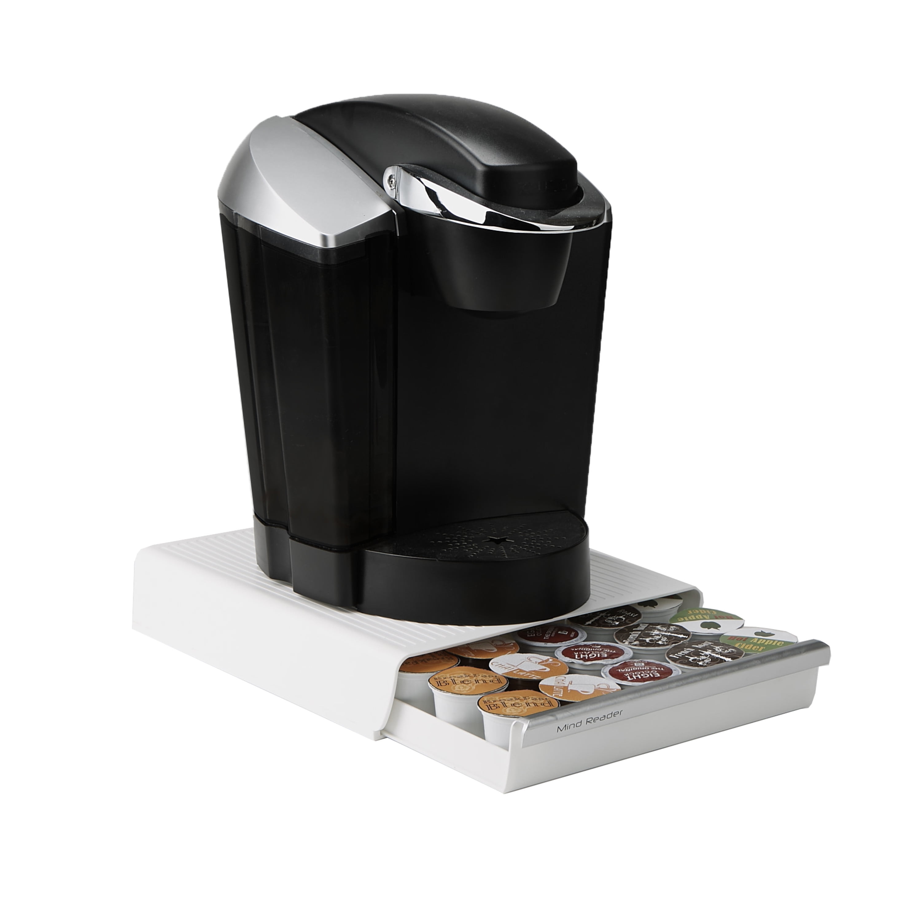 Mind Reader 30 Capacity K-Cup Single Serve Coffee Pod Storage Organizer  Drawer- White