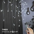 thumbnail image 2 of TUSLUZ 13ft Icicle Christmas Lights 96 LED USB/Battery with Remote Timer Curtain Fairy Lights with 18 Drops Icicle Lights for Wedding Christmas Halloween Party Room Decoration (White), 2 of 6