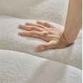 thumbnail image 6 of FFZ 78 inch Teddy Fabric Sofa with 3 Back Pillows and Cushions, Solid Wood Frame, Off White, 6 of 14