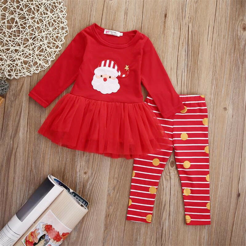 SUNSIOM - SUNSIOM New Christmas X-mas Infant Baby Girls Top Dress Skirt Outfits Clothes Gift Set