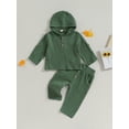 thumbnail image 2 of Bagilaanoe 2pcs Toddler Baby Boys Long Pants Set Long Sleeve Hooded Tops + Trousers 6M 12M 18M 24M 3T 4T Kids Fall Casual Outfits, 2 of 8