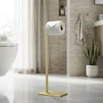 thumbnail image 3 of Gatco Square Freestanding Toilet Paper Holder, Brushed Brass, 3 of 5