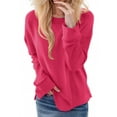 thumbnail image 1 of tarylea Chandail en Molleton Col Rond pour Femmes Ourlet Fendu Chandail Couleur Unie Manches Longues Hauts Décontractés Amples pour Usage Quotidien Automne, 1 of 9