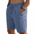 thumbnail image 2 of biudgviw Mens Linen Shorts Elastic Waist Drawstring Casual Shorts Lightweight Pleated Summer Beach Shorts with Pockets, 2 of 7