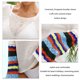 thumbnail image 5 of Traje de baño para cubrir la parte superior con cuello redondo y puños de rayas de colores, cubierta de Bikini hueca para mujer, para playa, natación, fiesta, blanco L, 5 of 6
