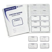 C-Line Visitor Badges with Registry Log, 3.63 x 1.88, White, 150 Badges/Box