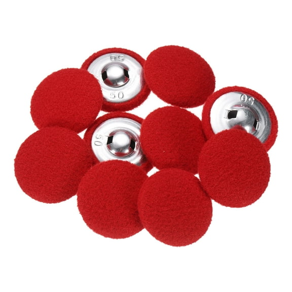 Uxcell 10pcs Fabric Cloth Covered Buttons 1.3" Round Plush Sweaters Button with Aluminum Shank Sewing Button, Red