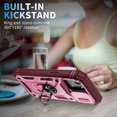 thumbnail image 4 of ELEHOLD Rugged Case for iPhone 16e 2025,Heavy Duty Hybrid Camera Lens Protector 360° Rotation Ring Holder Card Slot Kickstand Function Anti-Slip Shockproof Case,Pink+Red, 4 of 9