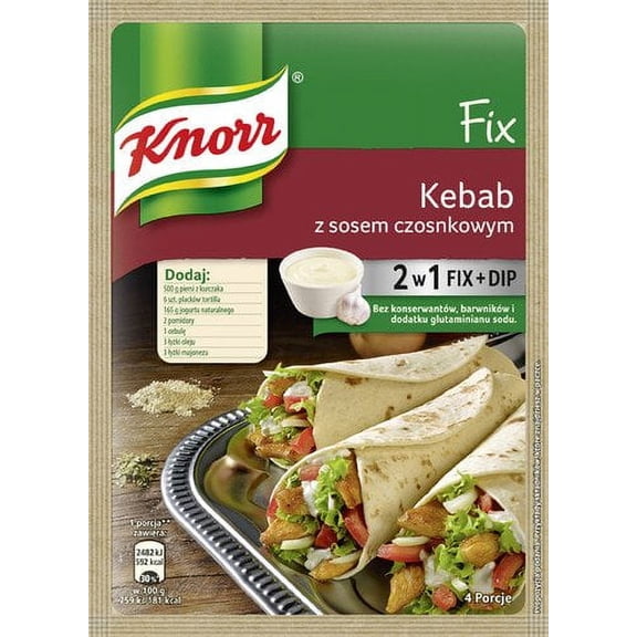 Knorr Fix Kebab z Sosem Czosnkowym Kebab with Garlic Sauce Marinade 2 in 1 Fix Dip (3-Pack)