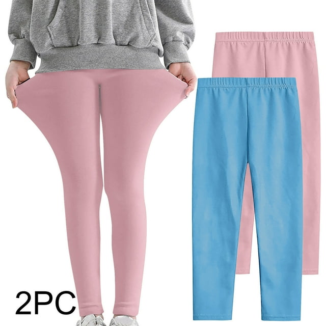Odeerbi 3-12 Años Niñas 2 Pcs Leggings Mallas Elásticas Lycra Pantalones de Comodidad Suavidad Transpirable Pantimedias