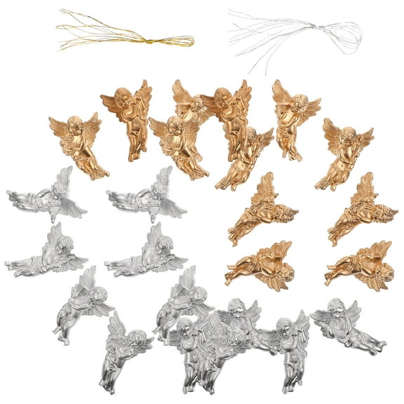 MERRYHAPY 24Pcs Christmas Angel Hanging Decorations Plastic Pendants for Tree and Home Holiday Decor Assorted Colors