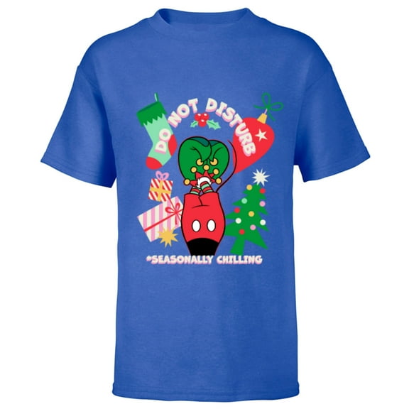 Disney Mickey Mouse Legs Christmas Chilling Do Not Disturb - Short Sleeve T-Shirt for Kids - Customized-Royal