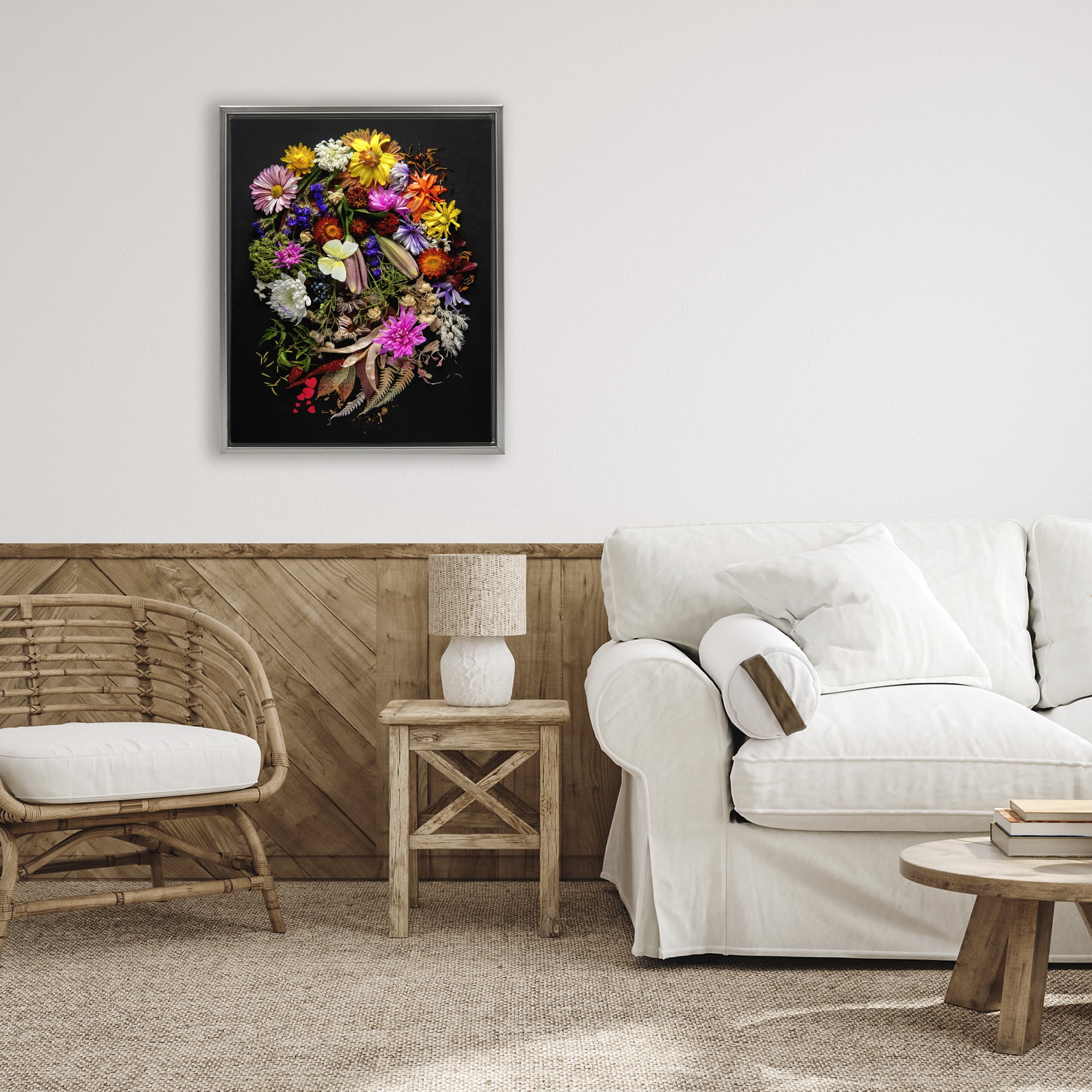 Stupell Industries November Flower Arrangement Gray Framed Floater Canvas Wall Art, design by Carl Kravats