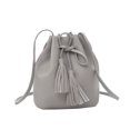 thumbnail image 1 of Bolso Bucket Bolso De Hombro De Cuero De Imitación Mujer Bolso De Crossbody Con Cordón De Borla De Color Sólido, Gris Scienceny AP000970-01, 1 of 7