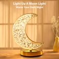 thumbnail image 6 of Lewondr Crescent Moon Table Lamp with 3 Colors, Rechargeable Night Light with USB Port, Ramadan Moon Light Bedside Lamp Touch Lamp for Nightstand Desk Bedroom Living Room Home Decor, 6 of 8