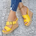 thumbnail image 5 of Dakaela Platform Wedge Sandals for Women Cutout Buckles 3.93 Inch High Heels Comfortable Non Slip Summer Walking Slides Shoes Size 9.5, 5 of 8