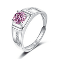 thumbnail image 4 of Engagement Rings for Men,1ct D Color Moissanite Wedding Band Rings, 925 Sterling Silver Round Cut Blue/Green/Pink Diamond Ring for Men Him Boyfriend Father with Certificate Size 7-11, 4 of 9