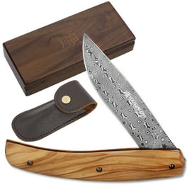Mossy Oak 3-Piece Stag Finish Knife Set with Stainless Steel Full Tang  Blade and Leather Sheath 