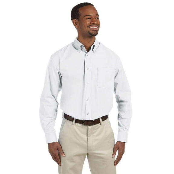 Harriton M510 Men's Essential Poplin-White-3XL