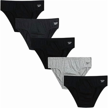 REEBOK MEN'S PACK 5 - 253 GRAY XLARGE - P79 UNDERWEAR X5 LOW RISE BRIEFS
