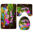 thumbnail image 1 of Juego de alfombras de baño ABPHQTO Estanque Flores de Loto de 3 piezas alfombra de baño contorno y tapa de inodoro, 1 of 2
