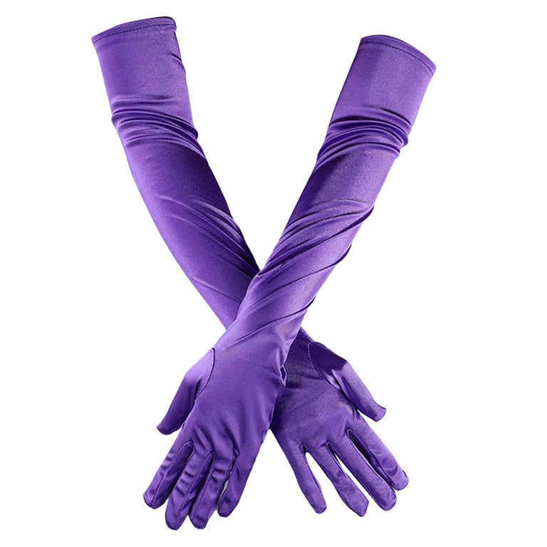 1 Pair Wedding Gloves Super Soft Elastic Fade Resistant Washable Vivid Color Decorative Satin Women Elbow Length Evening Party Long Gloves for