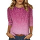 thumbnail image 1 of Camiseta Zeagoo casual de manga 3/4 con estampado de hojas para mujer, 1 of 6