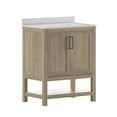 thumbnail image 2 of Emma + Oliver 30 Inch Bathroom Vanity, Single Sink Cabinet with 2 Soft Close Doors and Open Shelf, Carrara Marble Finish Countertop, Brown, 2 of 12