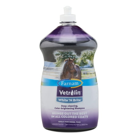 UPC: 0086621461062 | Farnam Vetrolin White ’N Brite Shampoo  Deep Cleaning and Color Brightening Shampoo for Horses and Dogs. 32 ounces