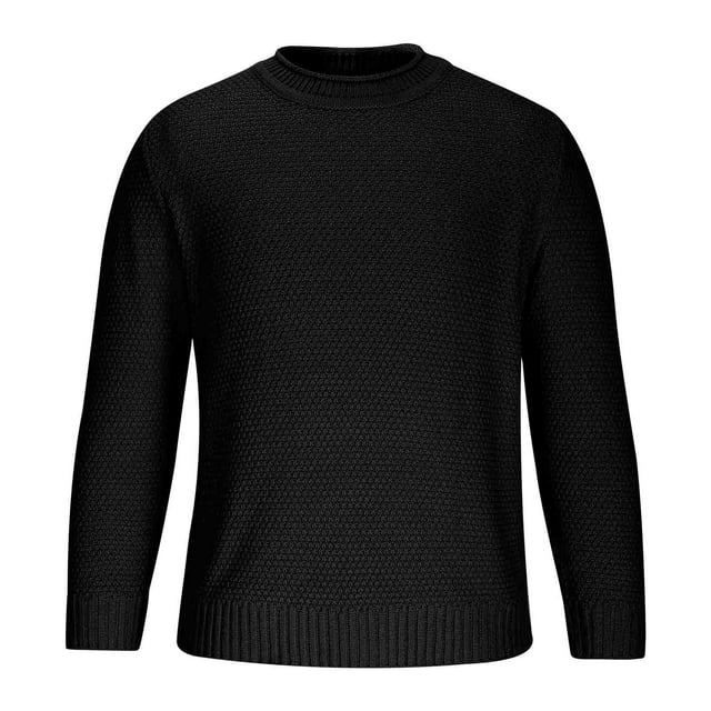 LOVZFMLL Sweaters for Men, Solid Color Acrylic Crew Neck Ribbed Pullover, Casual Basic Everyday Layering Shirt, Warm Winter Tops, Fall Clothes