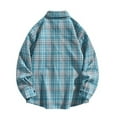thumbnail image 3 of LEBONYARD Coats for Men Clearance,New Casual Fashion Men's Plaid Shirt Loose Youth Long Sleeve Turndown Collar Blouse Shirt Sky Blue XXXL, 3 of 3