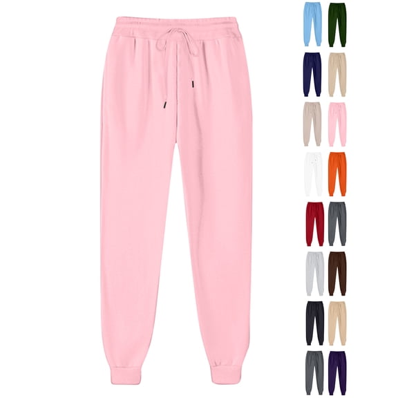 Chiccall Women's Sweatpants Fleece Casual Workout Gym Pants with Drawstring Elastic Waist Baggy Lounge Joggers with Elastic Bottom No Pockets