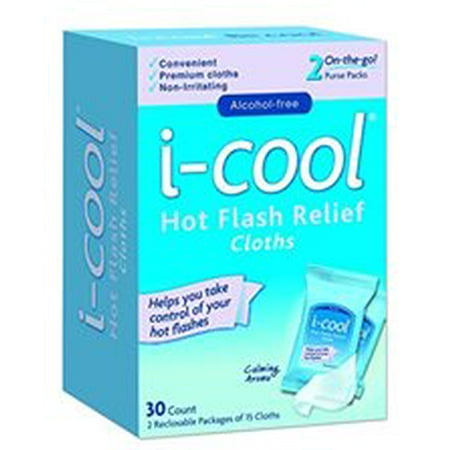 I-COOL Hot Flash Relief Cloths, 30 Count (Best Over The Counter For Hot Flashes)