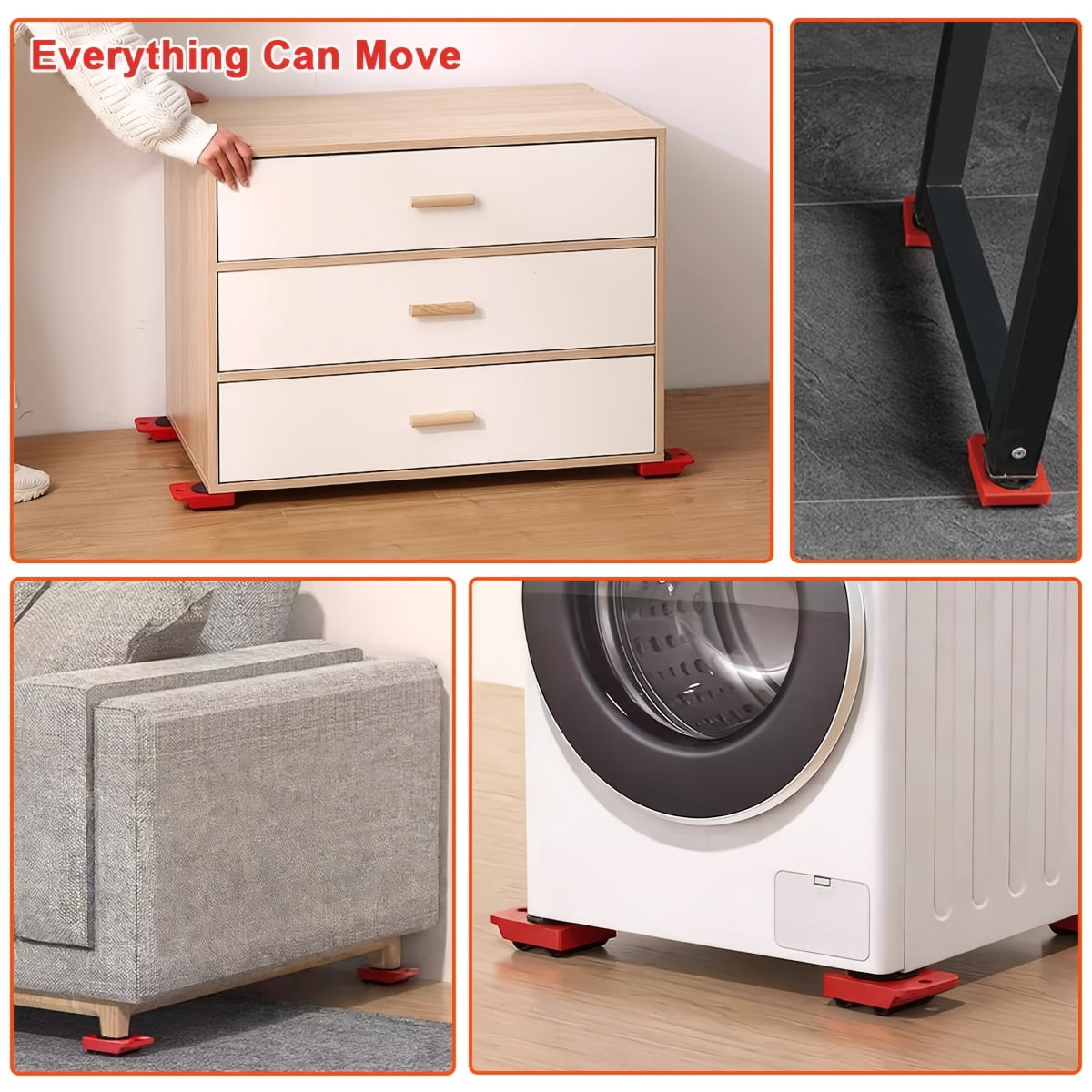 General 5pcs Heavy-Duty Furniture Mover with Pulley System & Wheel Base, Multi-Functional Moving Tool for Bed Sofa Appliances Bookshelf, Space-Saving for Home Use, Plastic Frame, Heavy Object Shifter