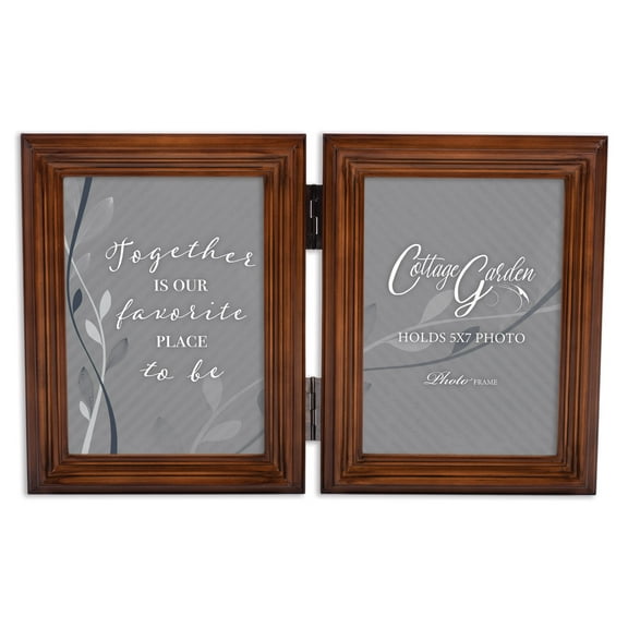 Our Favorite Place To Be Woodgrain Double Tabletop Photo Frame- Holds two 5x7 Photos