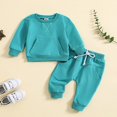 thumbnail image 3 of DJDLJWCJ Girls 2 Piece Outfit Set Long Sleeve Crewneck Sweatshirt and Elastic Waist Jogger Pants Set Blue Size 6-12M, 3 of 8