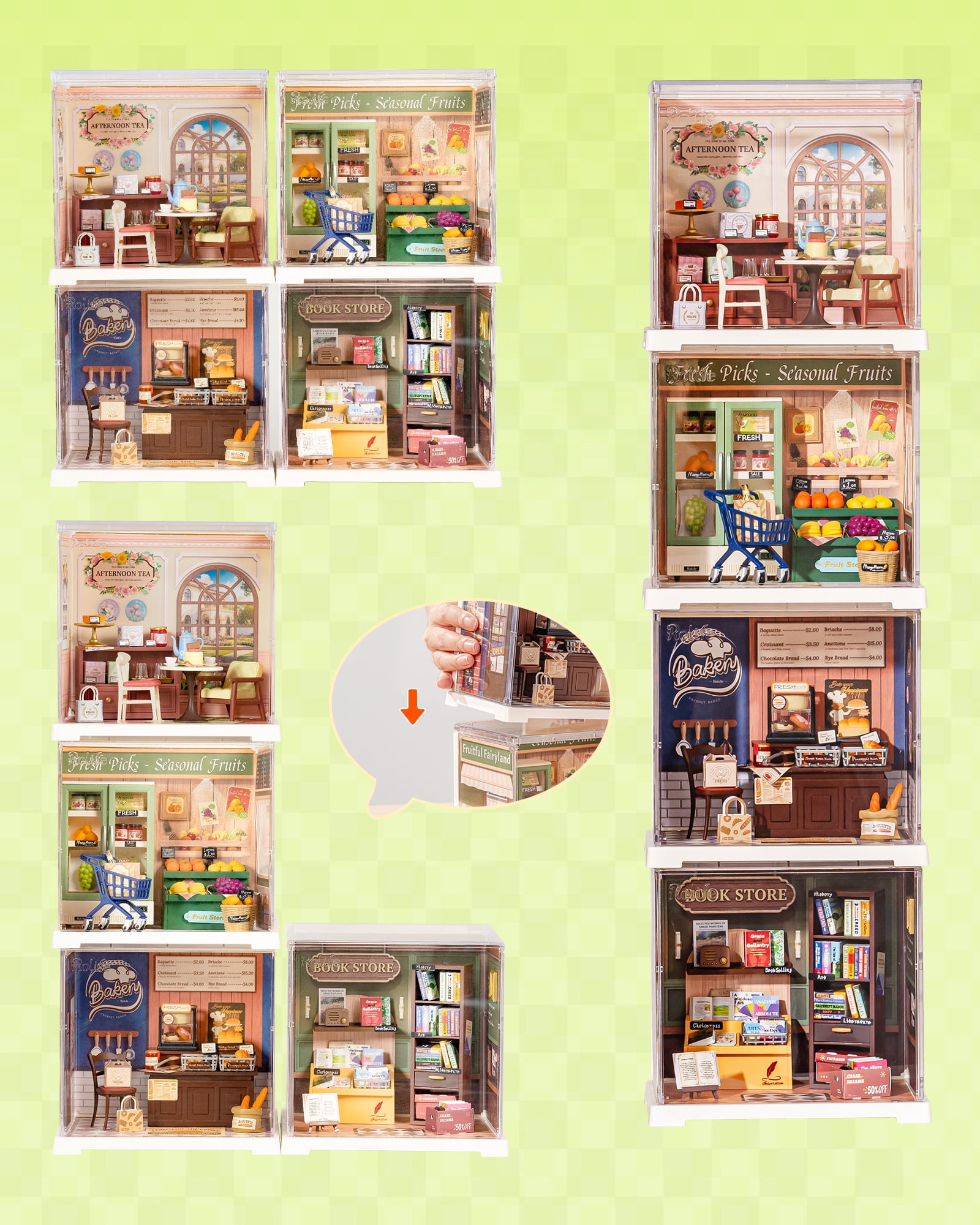 ROBOTIME Mini Dollhouse Kit Super Creator Plastic DIY Miniature House Building Set,Tiny Home Craft Kits Gifts for Teens Adults(Nature Energy Fruits)