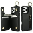 thumbnail image 2 of TECH CIRCLE for iPhone 16 Pro Zipper Pocket Case with Card Holder & Finger Ring, PU Leather Wallet Case Card Slot Magnetic Closure Kickstand Shockproof Protective Women Men Cover,Black, 2 of 8