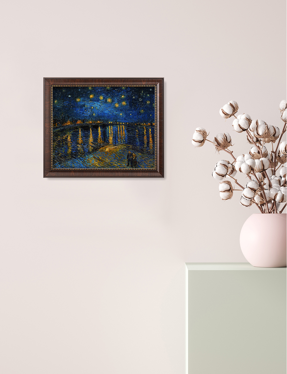 DECORARTS Starry Night Over The Rhone Vincent Van Gogh Giclee Prints w/  Antique Brown Frame for Wall Decor. Picture Size: 20x16