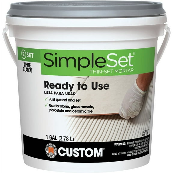 CUSTOM BUILDING PRODUCTS, INC. STTSW1-2 Thin-Set Mortar, White, Paste, 1 gal Pail
