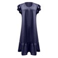 thumbnail image 3 of Tshirt Dress Women Summer Short Ruffle Sleeve V Neck Loose Fit Ruffle Hem Mini Dresses T Shirt Dresses for Women, 3 of 5