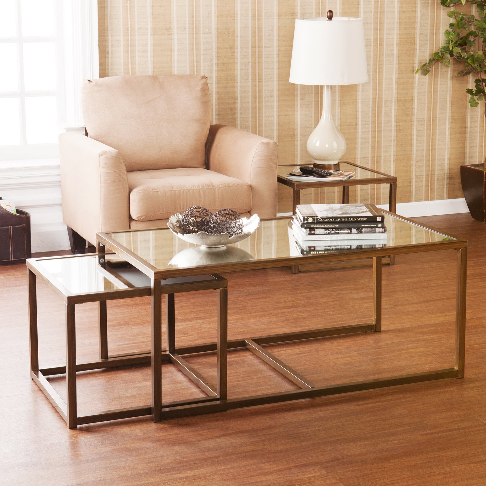 Southern Enterprises Nested 3 Piece Tail End Table Set Southern Enterprises Nested 3 Piece Tail End Table Set Antique Br