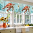 thumbnail image 4 of 2 Pack Coastal Valance for Window Orange Sea Turtle Starfish Coral Ocean Kitchen Valance Rod Pocket Short Curtain Topper Decorative Window Treatment for Living Room Bedroom 42"x18", 4 of 8