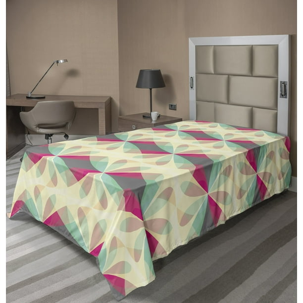 Abstract Flat Sheet, Floral Motifs with Vibrant Color Details Modern