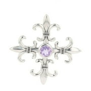 Jewelry Trends Sterling Silver Amethyst Croix La Me'Re Fleur De Lis Cross Pendant